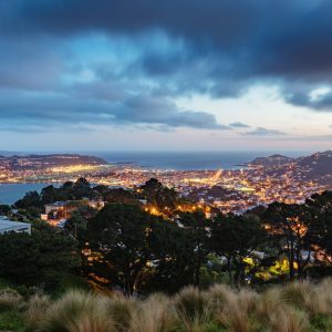 Panoramic view of Wellington city from Mount Victoria Lookout for sightseeing