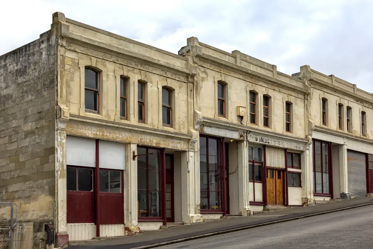 Historical buildings in the little town Oamaru, New Zealand