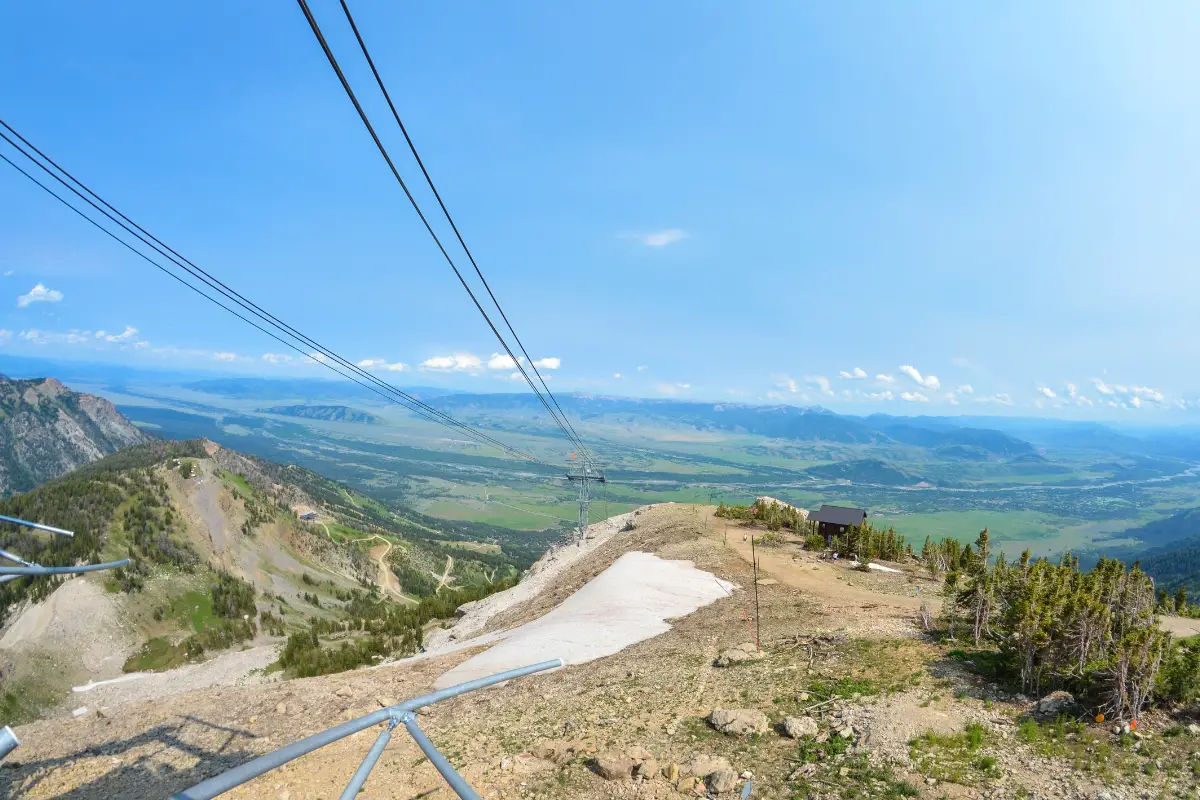 View of the valley below in Jackson Hole Wyoming from a gondola