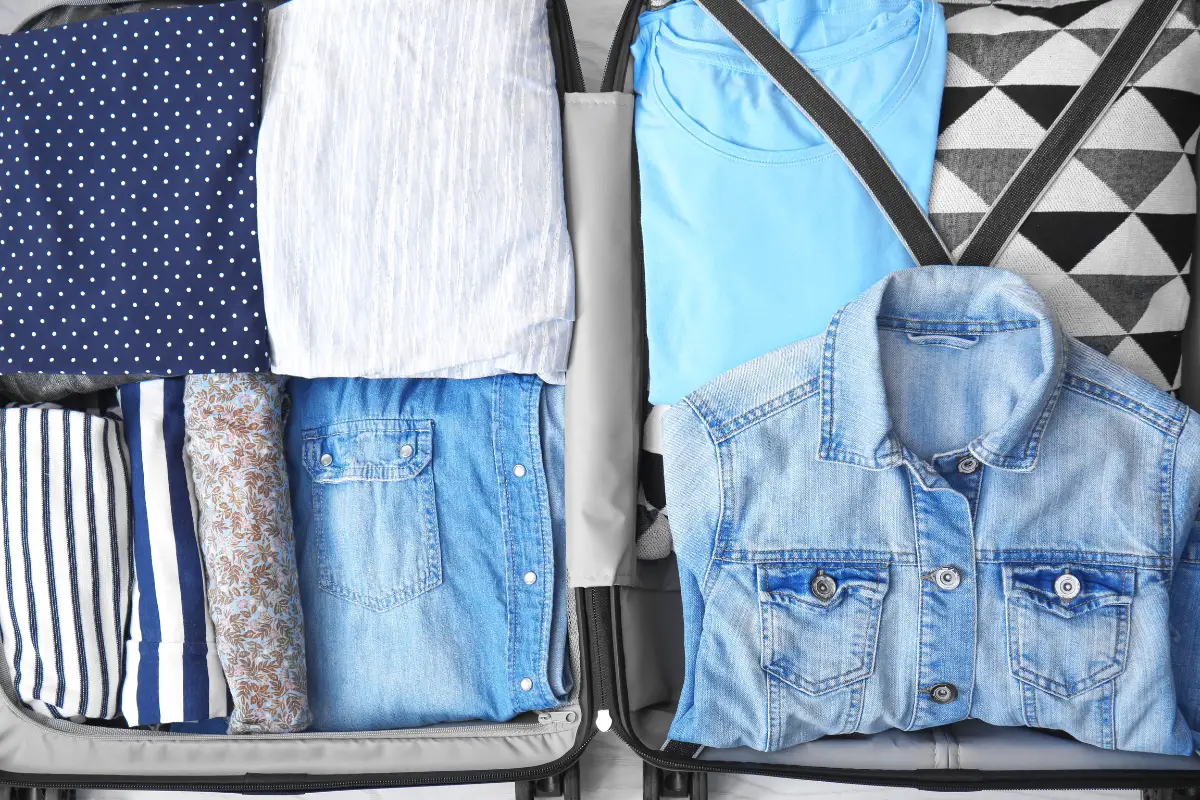 folded clothes within a suitcase